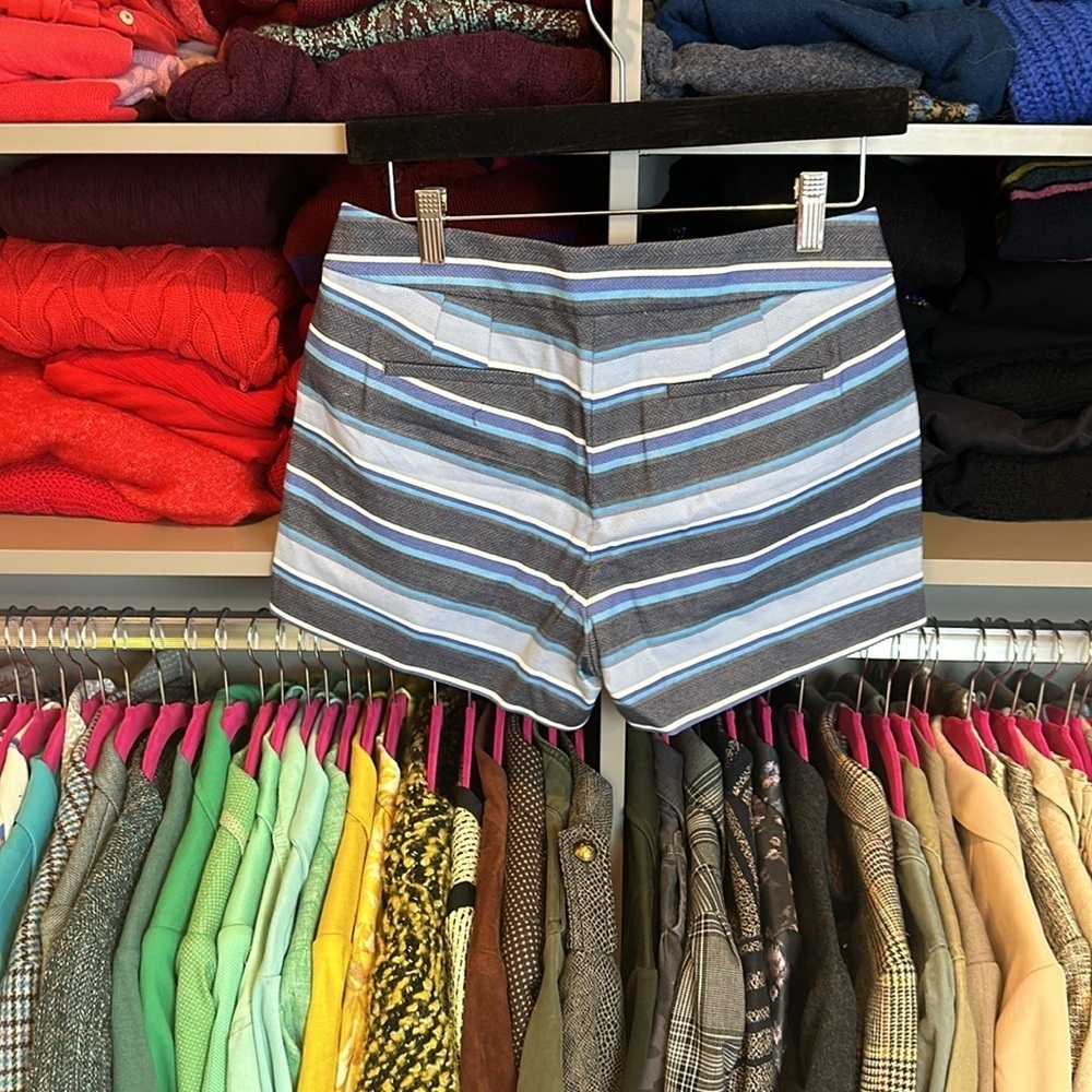 J Crew blue/white/gray striped shorts size 0​ - Picture 3 of 3